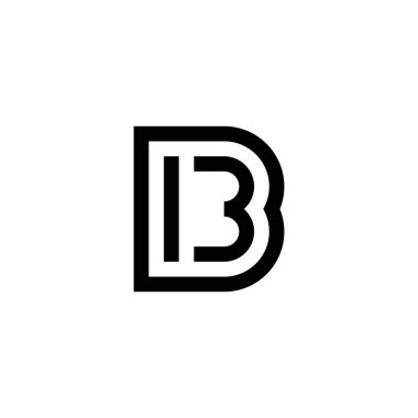 Web sitesi, bilgi, broşür, kapak, kutlama etkinliği, davetiye, selamlama, web şablonu için siyah ve beyaz numara 13 ve harf B vektör simgesi tasarımı.