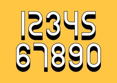 3D izometrik efektli sayılar kümesi. Vektör illüstrasyonu.