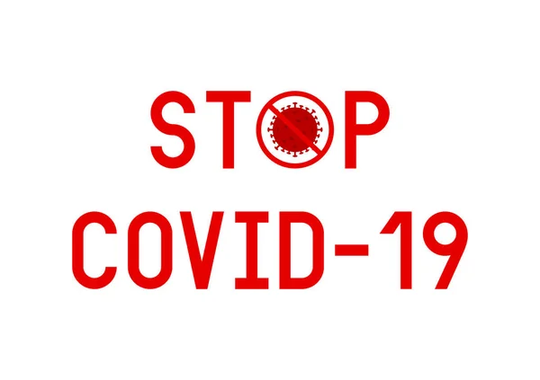 Tandatangani Peringatan Stop Covid Coronavirus Gaya Ikon Rata Latar Belakang - Stok Vektor