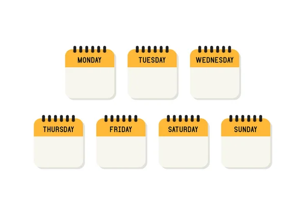 Week Calendar Flat Icon White Background Vector Illustration — Stock Vector