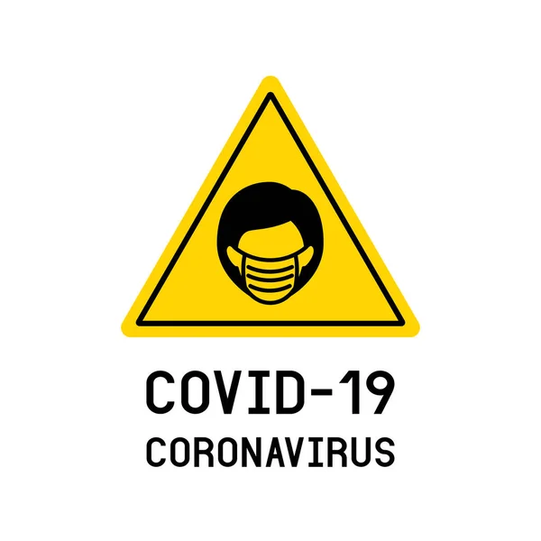 Wanita Peringatan Memakai Simbol Ikon Topeng Dengan Konsep Covid Coronavirus - Stok Vektor