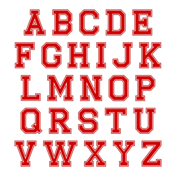 Κόκκινα Και Λευκά Γράμματα Αλφαβήτου Λευκό Φόντο — Διανυσματικό Αρχείο