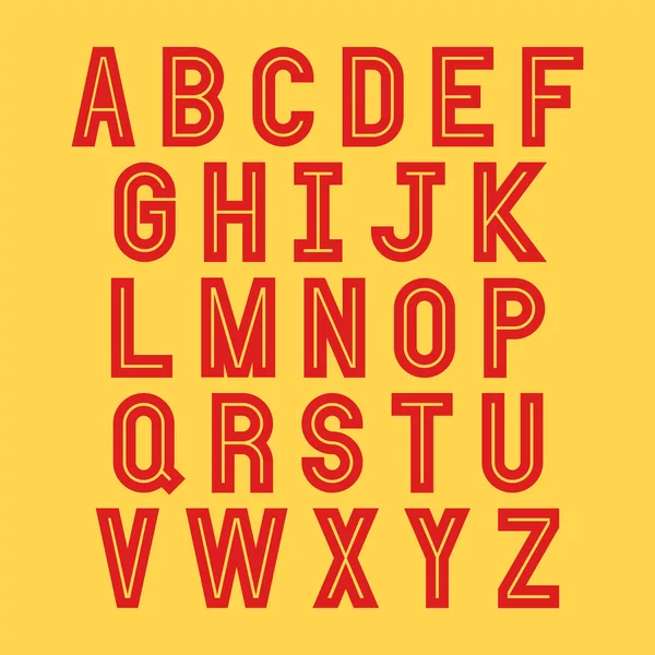 Lettres Alphabet Rouge Sur Fond Jaune — Image vectorielle