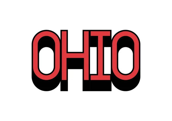 Ohio Texte Avec Des Éléments Conception Typographie Noir Rouge Sur — Image vectorielle