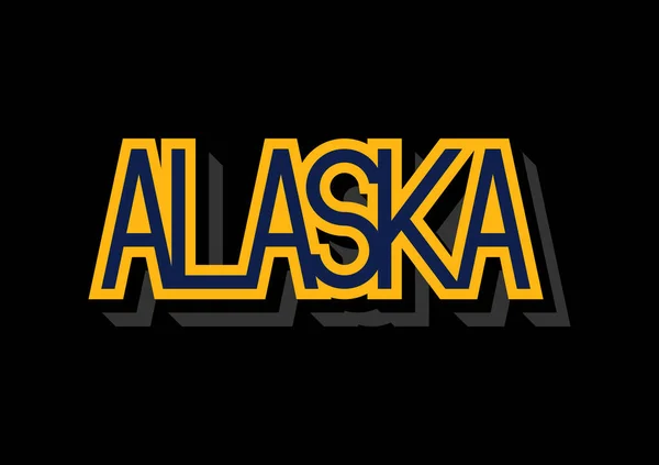 Texte Alaska Avec Des Éléments Conception Typographie Bleu Jaune Sur — Image vectorielle