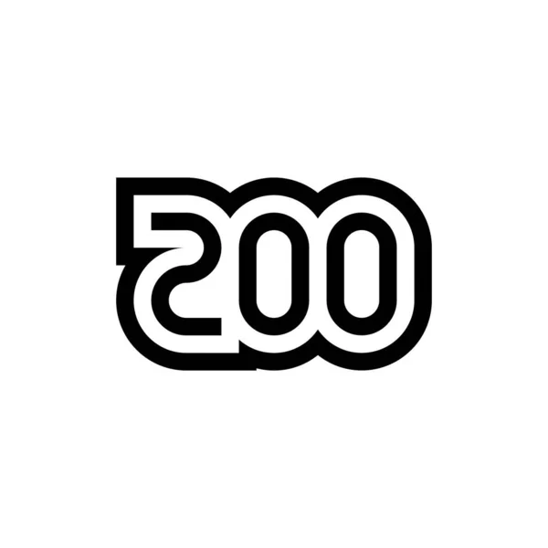 Número 200 Vector Icono Diseño Ilustración Vectorial — Vector de stock