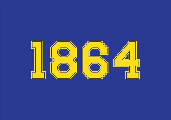 Žlutý Rok 1864 Text Modrém Pozadí — Stockový vektor