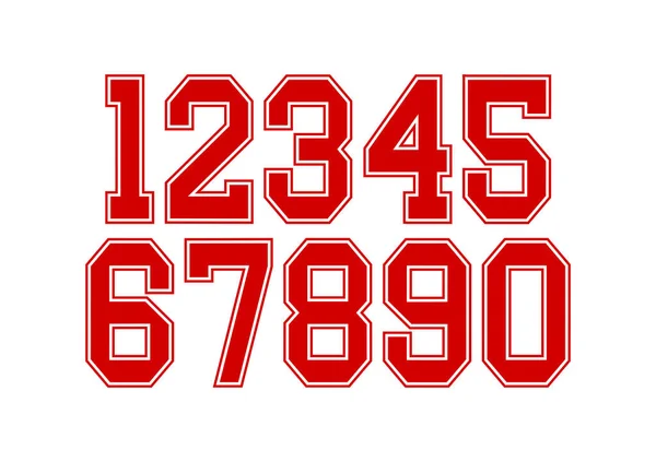 Set Numbers Red White Typography Design Elements — Stock Vector