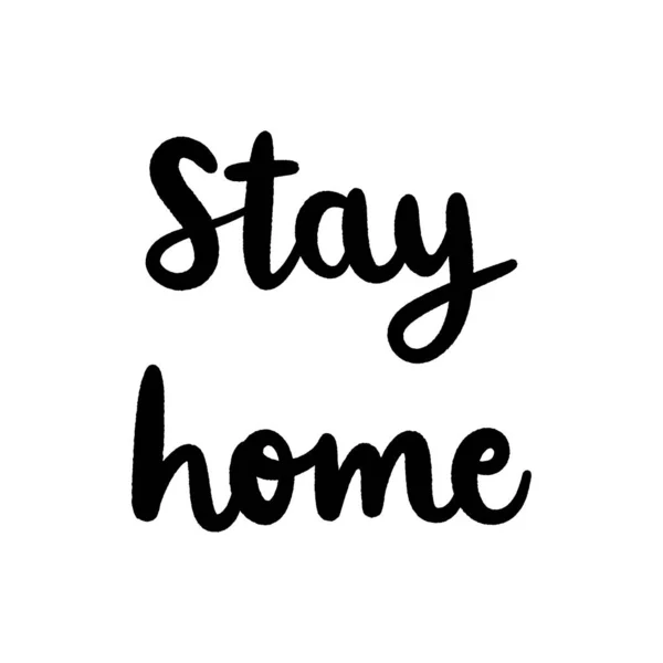 Stay Home Hand Lettering White Background — Stock Vector