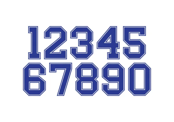 Mavi Beyaz Tipografi Tasarım Ögelerine Sahip Sayılar Kümesi — Stok Vektör