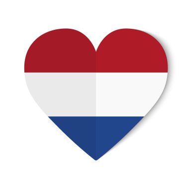 Kalp arka planında origami tarzına sahip Hollanda bayrağı.