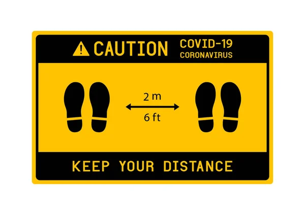 Mantenha Sua Distância Com Forma Sapato Pegada Evitar Covid Coronavírus —  Vetores de Stock
