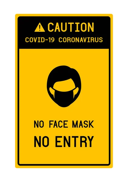 Dikkat Yüz Maskesi Yok Giriş Yok Covid Coronavirüs Ten Kaçının — Stok Vektör