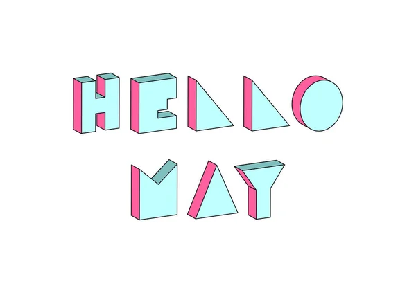 Hello May Text Isometric Effect White Background — 스톡 벡터