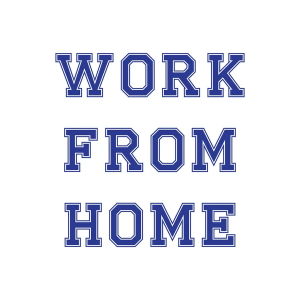 Εργασία Από Σπίτι Κείμενο Μπλε Στοιχεία Σχεδιασμού Τυπογραφία Λευκό Φόντο — Διανυσματικό Αρχείο