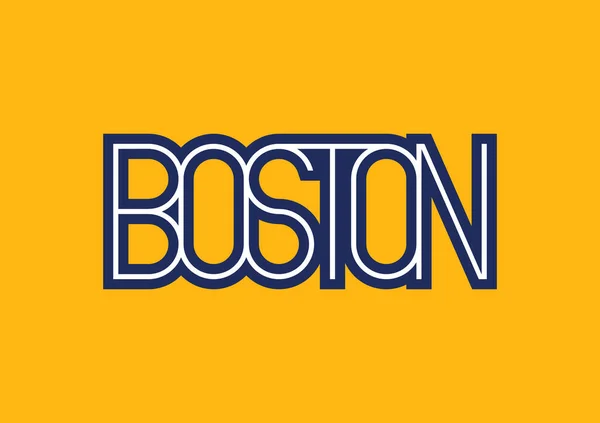 Boston Éléments Conception Typographie Avec Des Couleurs Bleues Blanches Sur — Image vectorielle