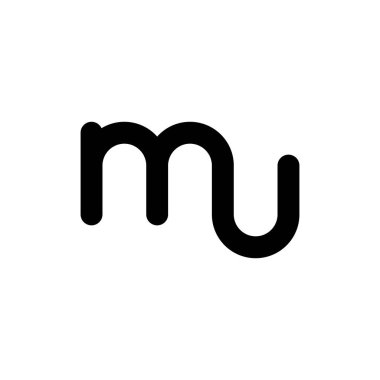 Siyah ve beyaz harfli MU ilk logo simgesi. Modern tipografi tasarım şablon elementleri