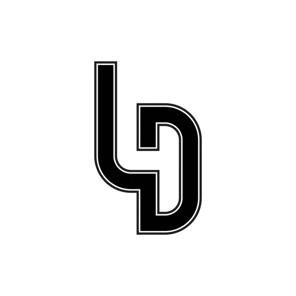 黑色和白色字母Ld初始标识图标 现代排版设计模板要素 — 图库矢量图片