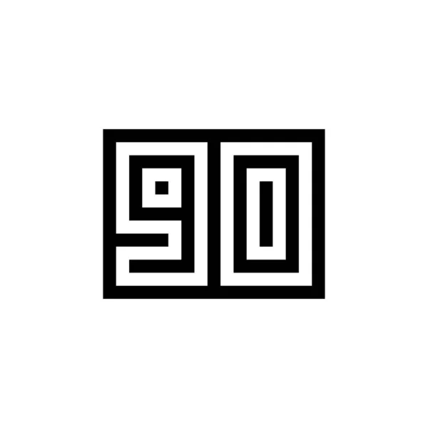 黒と白の背景を持つ数字90アイコンのデザイン ベクターイラスト — ストックベクタ