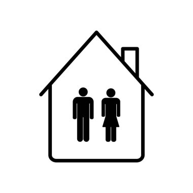 Beyaz arkaplanda düz biçimdeki ev işareti vektör simgesinde kal.