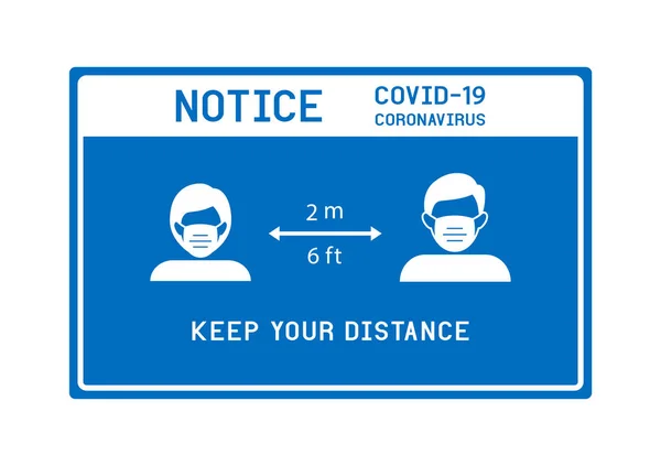 Covid Ikon Vektor Coronavirus Dengan Konsep Jarak Sosial Jaga Jarak - Stok Vektor