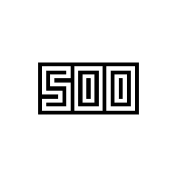 Número 500 Icono Diseño Con Fondo Blanco Negro Ilustración Vectorial — Vector de stock