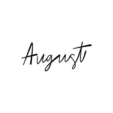 Beyaz arkaplanda Ağustos el yazısı.