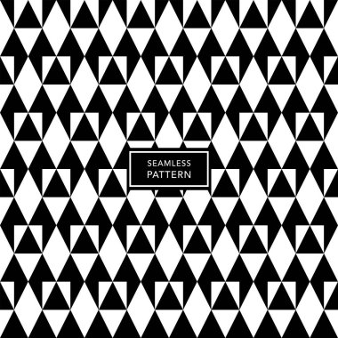 Siyah beyaz geometrik desenli kapak tasarımı. Kusursuz üçgen ve kare arkaplan.