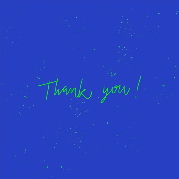 Σας Ευχαριστώ Χέρι Γράμματα Πράσινο Πιτσιλιές Ακουαρέλα Μπλε Φόντο — Διανυσματικό Αρχείο