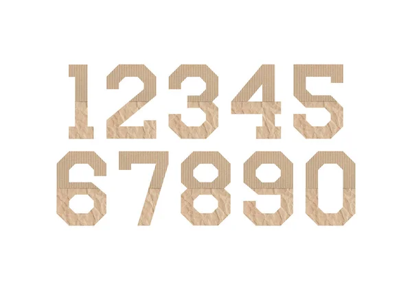 Zahlensatz Mit Braunem Papier Auf Weißem Hintergrund — Stockfoto