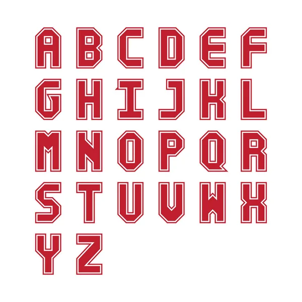 Vector Letras Del Alfabeto Rojo Blanco — Vector de stock