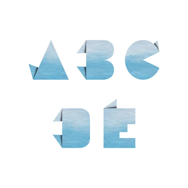 Αλφαβητικά Γράμματα Μπλε Origami Χαρτί Λευκό Φόντο — Φωτογραφία Αρχείου