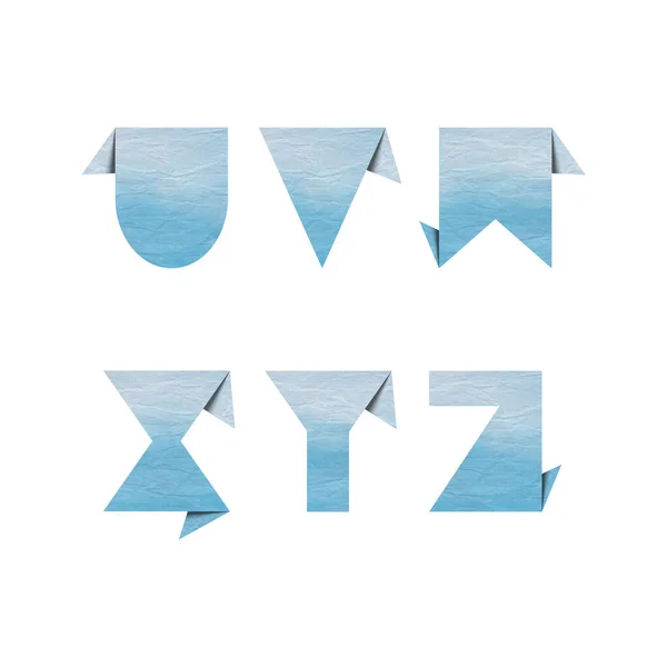 Αλφαβητικά Γράμματα Μπλε Origami Χαρτί Λευκό Φόντο — Φωτογραφία Αρχείου