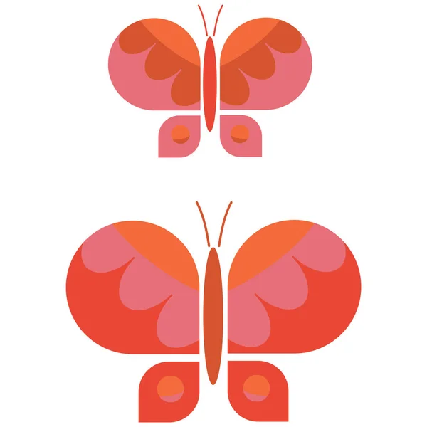 Δύο Ρετρό Γεωμετρική Απεικόνιση Διάνυσμα Πεταλούδα Χειροποίητο Έντομο Κήπου Ίσια — Διανυσματικό Αρχείο