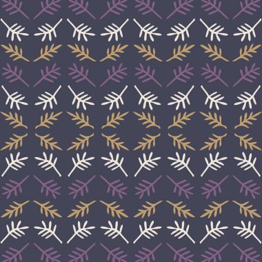 Folklorik yaprak etnik çizgili arka plan. Yatay dekoratif folklorlu kusursuz desenler. El çizimi karamsar mor kış sarısı. Moda geçmişi için Boho dekoratif tekstil baskısı