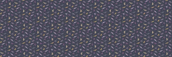 Daisy moody polka dot seamless border pattern. Modern ditsy tiny flower circle. Floral spotty dark fashion ribbon trim edging. Trendy purple daisies confetti style. Blended textile vector eps10 — ストックベクタ