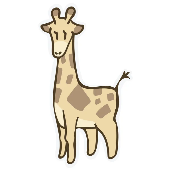 Αξιολάτρευτο Cartoon Giraffe Clip Art Εικονίδιο Ζώων Σαφάρι Hand Drawn — Διανυσματικό Αρχείο