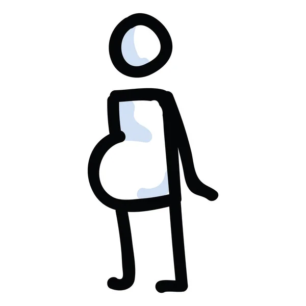 Gravid Moder Stick Figur Vektor Illustration Hand Ritat Isolerat Nytt — Stock vektor