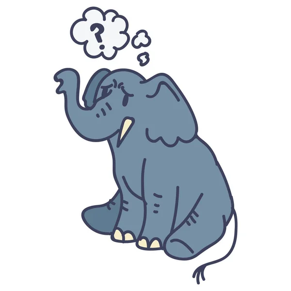 Αξιολάτρευτο Κινούμενο Σχέδιο Που Σκέφτεται Elephant Vector Clip Art Ζώο — Διανυσματικό Αρχείο