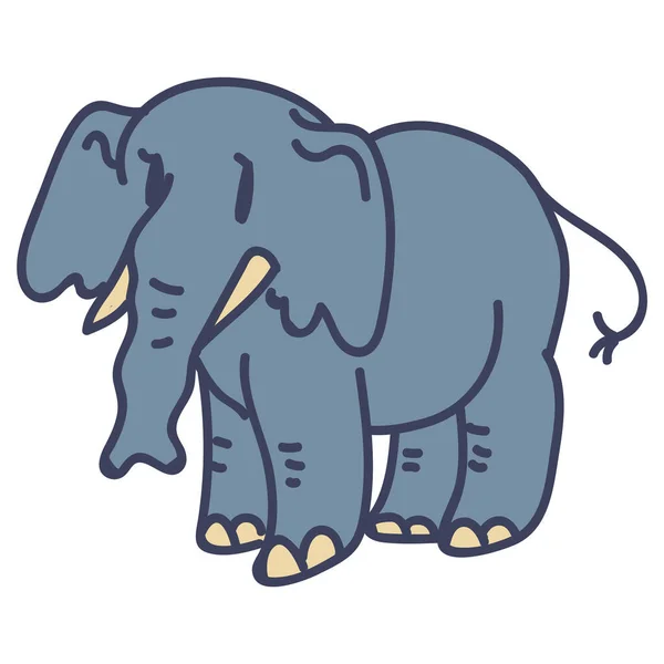 Urocza Kreskówka Stojąca Elephant Vector Clip Art Savannah Animal Ikoną — Wektor stockowy