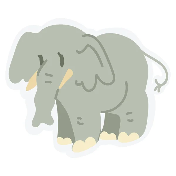 Adorable Lineless Standing Elephant Vector Clip Art. Savannah Animal with Trunk Icon. Hand Drawn Kawaii Kid Motif Illustration of Wildlife in Flat Color. Isolated Baby, Nursery Character. — Stock Vector