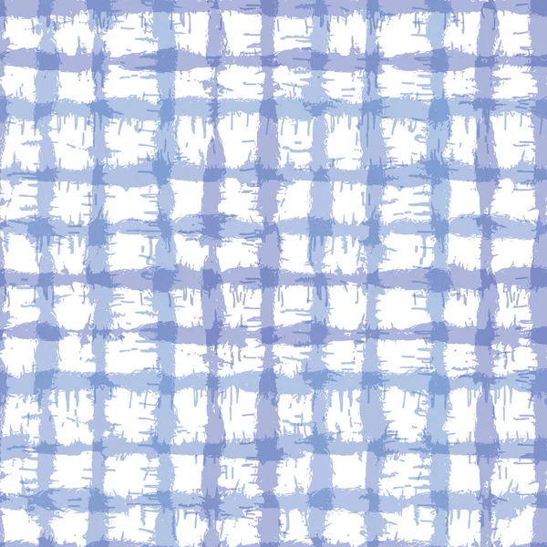 Borroso shibori cuadros comprobar corbata tinte fondo. Patrón sin costura crujiente irregular blanqueada resistir fondo blanco. Estilo japonés sumergido teñido batik textil. Muestra de moda de moda con textura variada — Archivo Imágenes Vectoriales