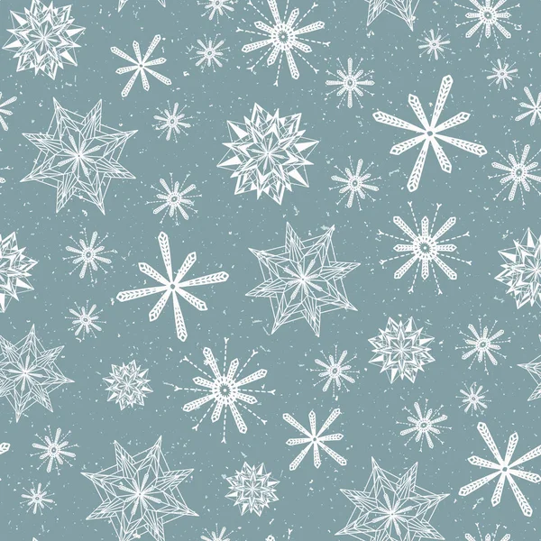 Patrón sin costuras. Copos de nieve abstractos dibujados a mano. Elegantes estrellas de cristal sobre fondo crema. Elegante vacaciones boho por todas partes imprimir . — Vector de stock