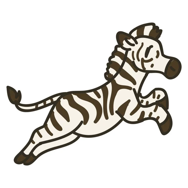 Adorable Dessin Animé Saut Zebra Clip Art Icône Animale Safari — Image vectorielle