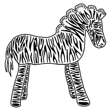 Tapılası Vektör Karikatür Zebra Yan Kesme Sanatı. Safari Hayvan Simgesi. El Çizimi Kawaii Çocuk Motif Çizimi Düz Renkli Karalama. İzole edilmiş Bebek, Bakım ve Çocukluk Karakteri. 