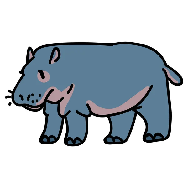 Adorable Dessin Animé Hippopotame Clip Art Icône Animale Safari Dessiné — Image vectorielle