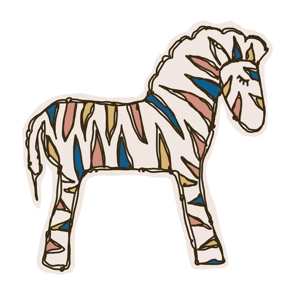 Liebenswert Vektor Spielzeug Zebra Seite Clip Art Safaritier Ikone Handgezeichnetes — Stockvektor