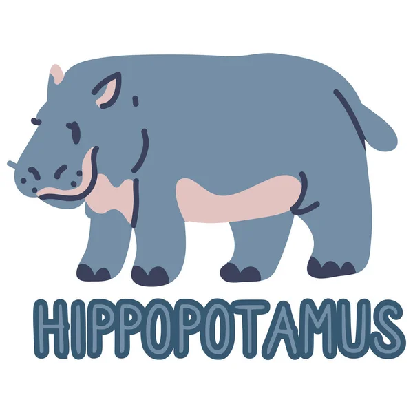 Adorable Dibujos Animados Lineless Hippopotamus Clip Art Safari Animal Icon — Vector de stock