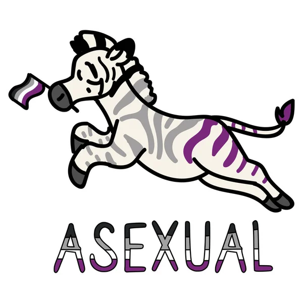 Rozkošný Karikatura Asexuální Zebra Klip Gay Safari Animal Icon Queer — Stockový vektor