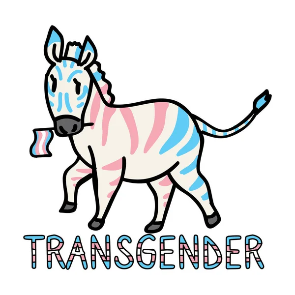 Rozkošný Karikatura Transgender Zebra Klip Gay Safari Animal Icon Queer — Stockový vektor